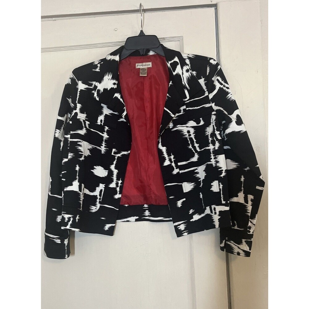 Vintage Patrick Christopher Blazer Women’s L Black White Retro Classic Open